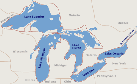 Great Lakes Basin map